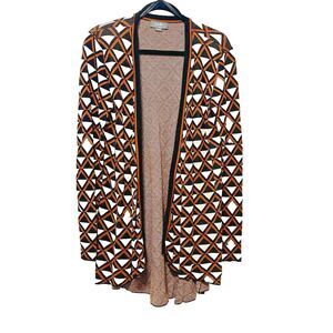 Belldini Black & White Diamond Print Open Front Cardigan Sweater Womens Medium